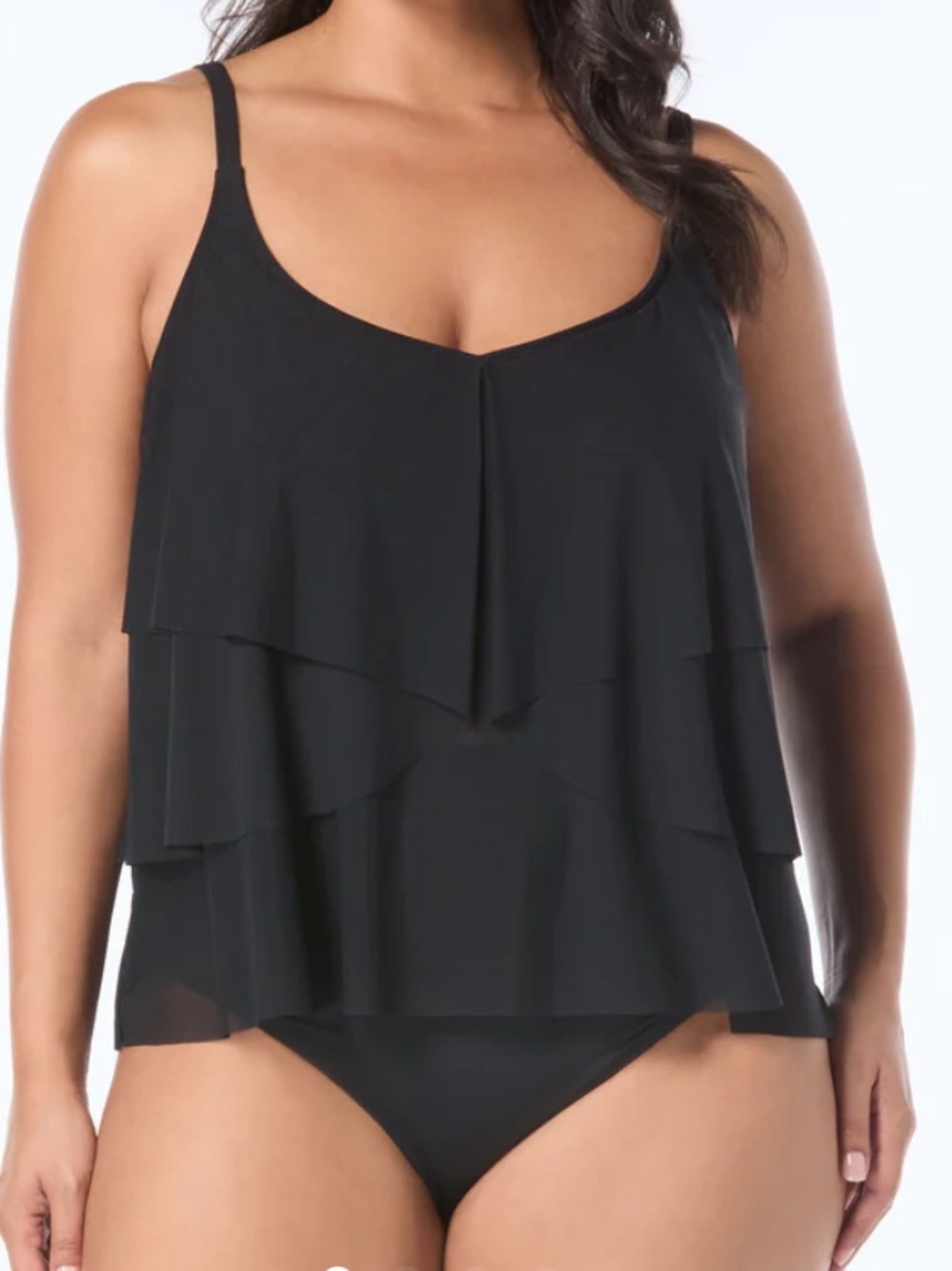 NWT Coco Reef Black Layered Flutter tankini top